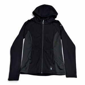 Spyder Women's Black Full-Zip Hooded Fleece Jacket M